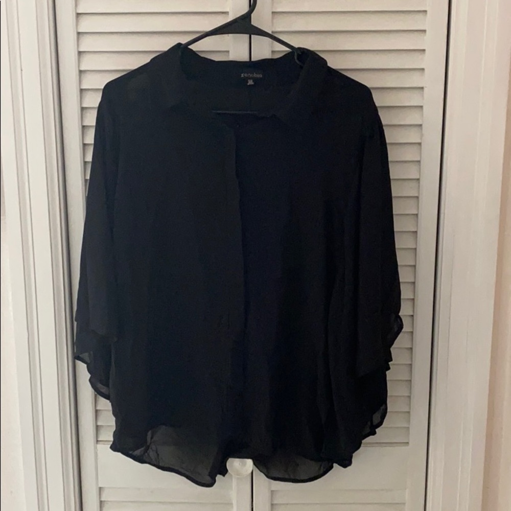 Black chiffon bat wing top